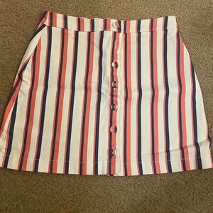 Button down stripped skirt. All buttons work, Jean material